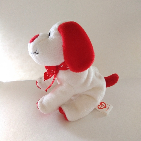 Ty Beanie Babies Heartbeat Red and White Dog 6" Valentine's Day Plush - Picture 3 of 6